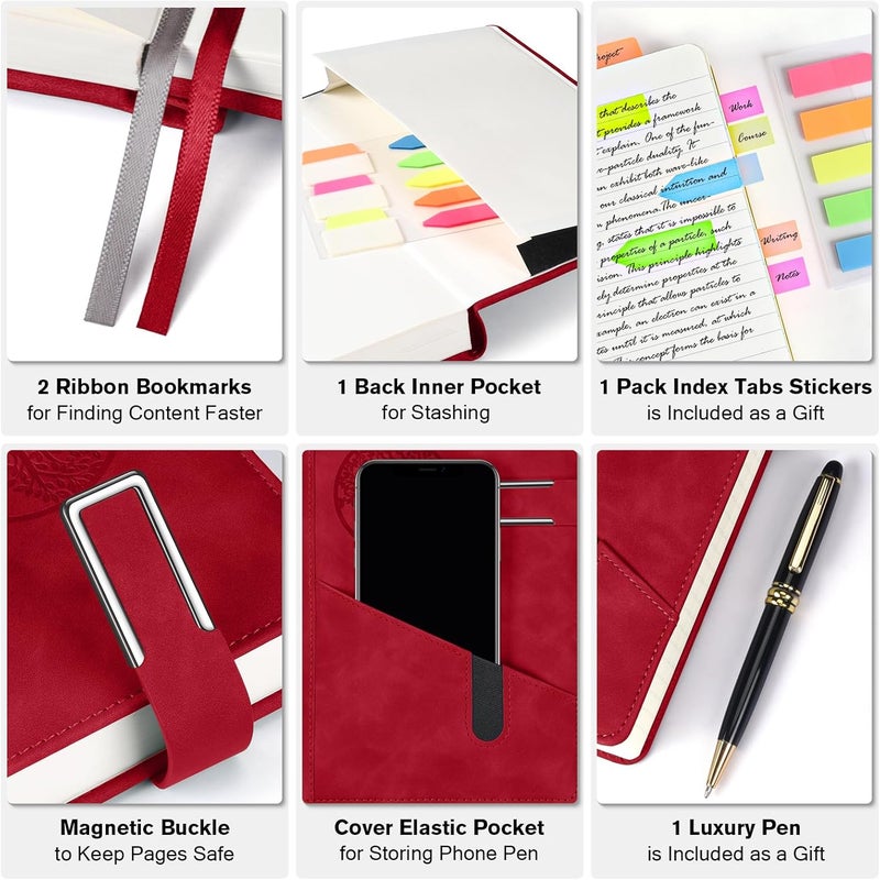 OFFIGIFT Lined Notebook Journal for Men Women, 365 Pages Numbered College Ruled Notebook, Hardcover Leather Journal with Pen & Gift Box, Thick Daily Diary, Professional Notebooks for Work, School, Business, A5 - Image 4